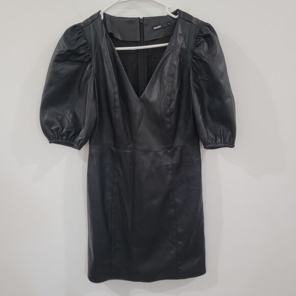 Cropp Womens Mini Dress Size Small Faux Leather Biker Black - Picture 1 of 7